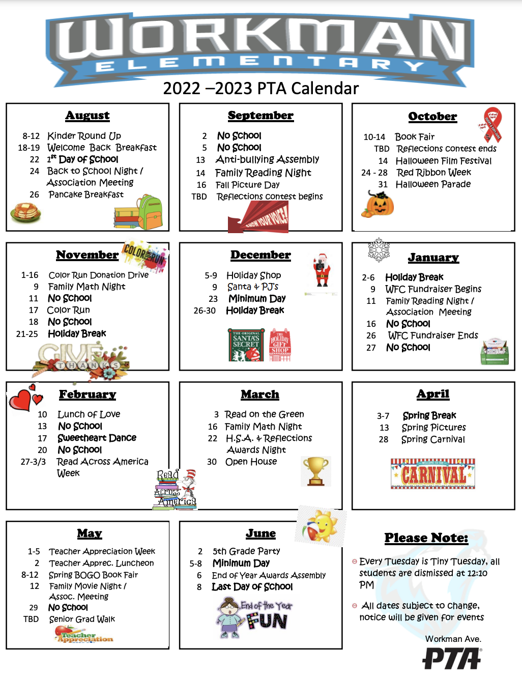 2022-2023 PTA Calendar